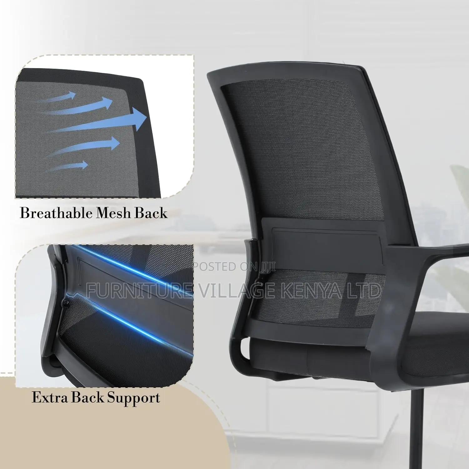 Guest Side Chair With Upholstered Seat Lumbar Support