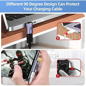 90 Right Angle Usb C Male to Female Adapter Type C Fast Char