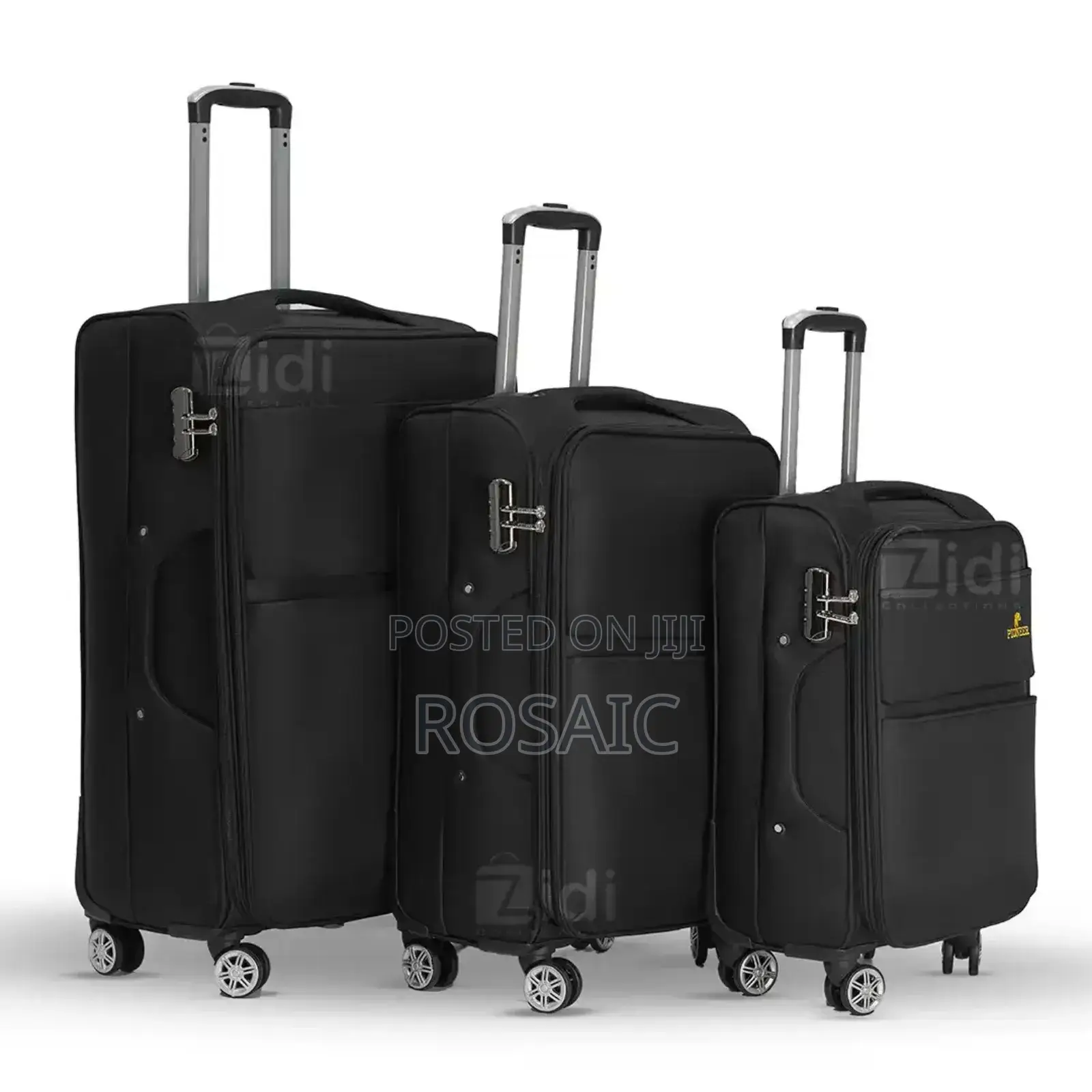 Black 3 in 1 Fibre Laxurious Suitcase Briefcase Travel Bag