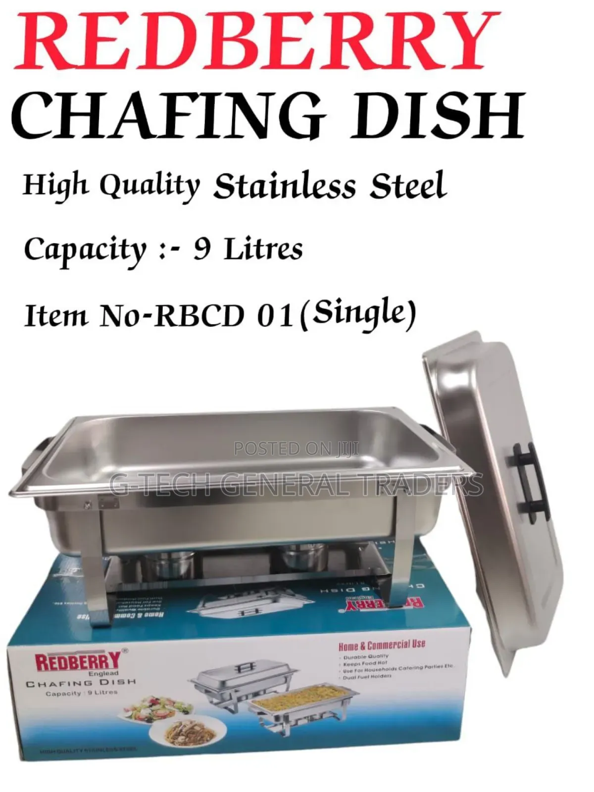 Red Berry 9l Stainless Steel Single Chafing Dishes