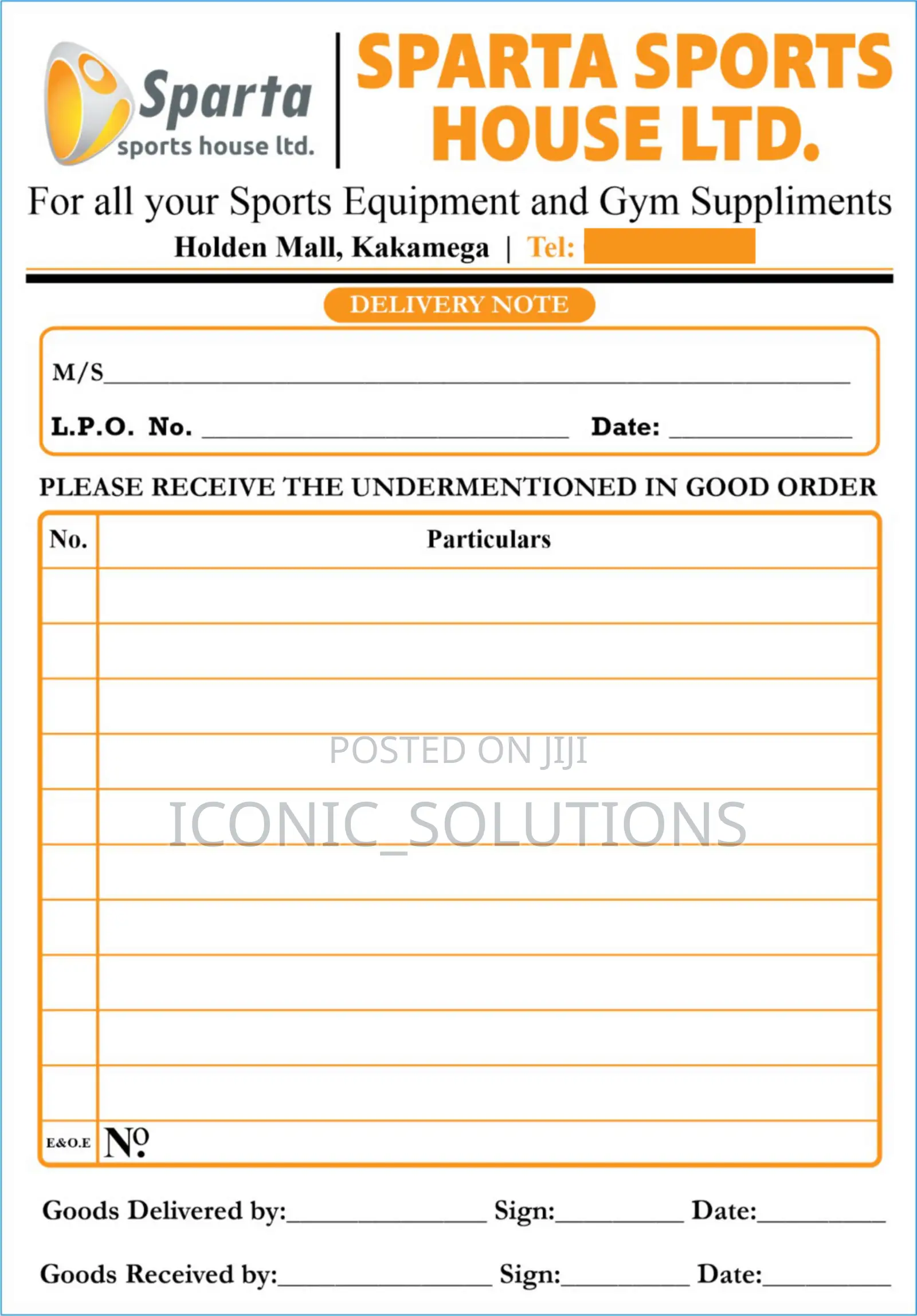 Delivery Note Book