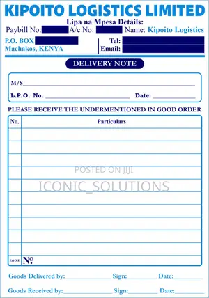 Delivery Note Book