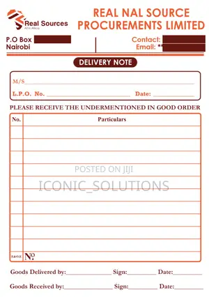 Delivery Note Book