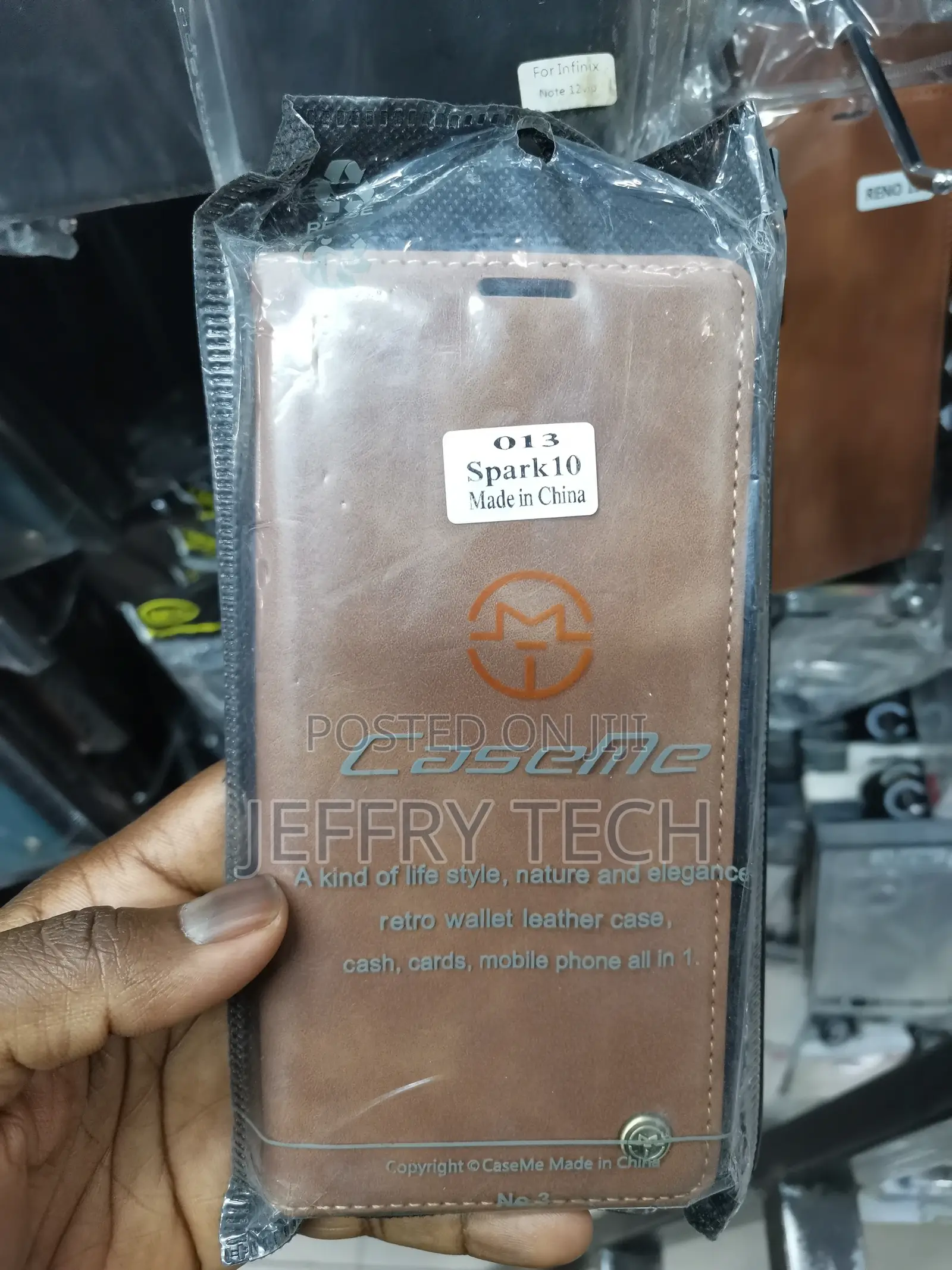 Caseme Flip Leather Case for Tecno Spark 10 -Brown