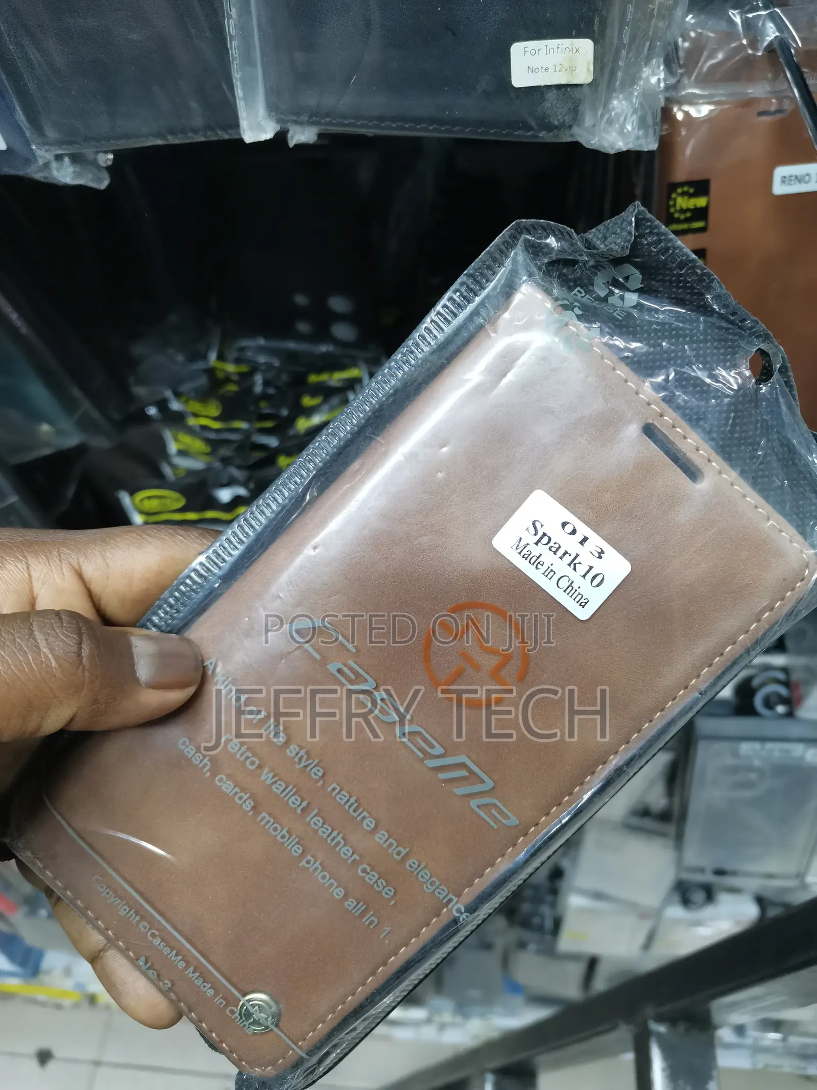 Caseme Flip Leather Case for Tecno Spark 10 -Brown