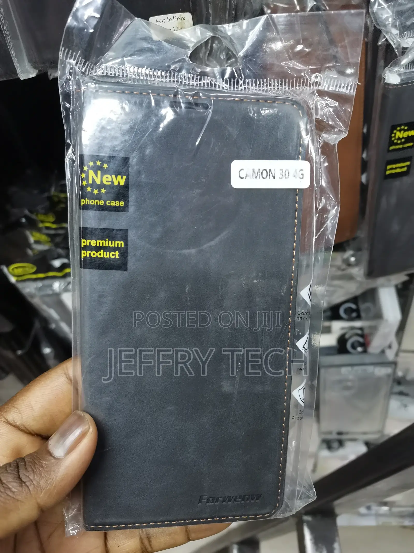 Leather Flip Case for Tecno Camon 30 4G,Card Slots-Black