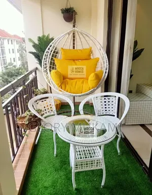 White Set Hanging Balcony Chairs