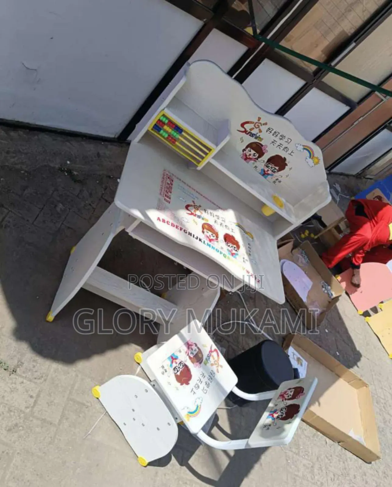 White Kids Study Table and Chair