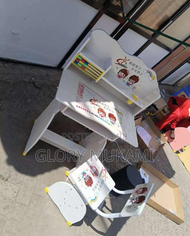 White Kids Study Table and Chair