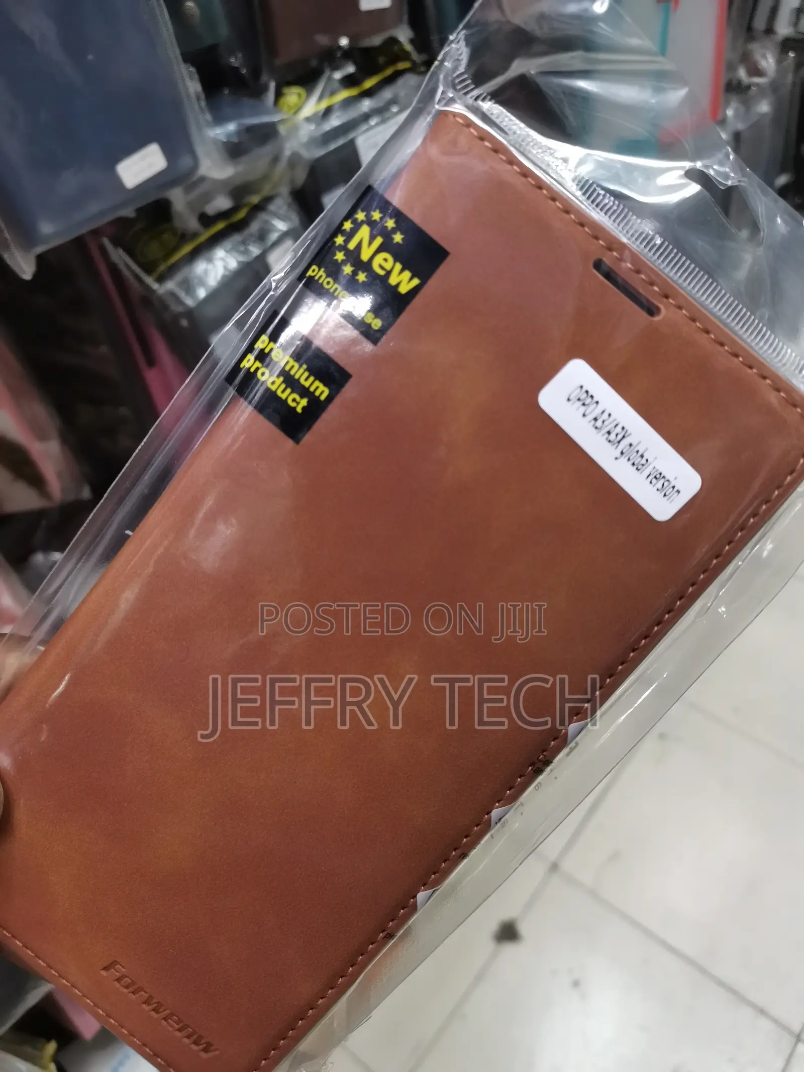 Leather Flip Cover for Oppo A3x / Oppo A3 Case -Brown