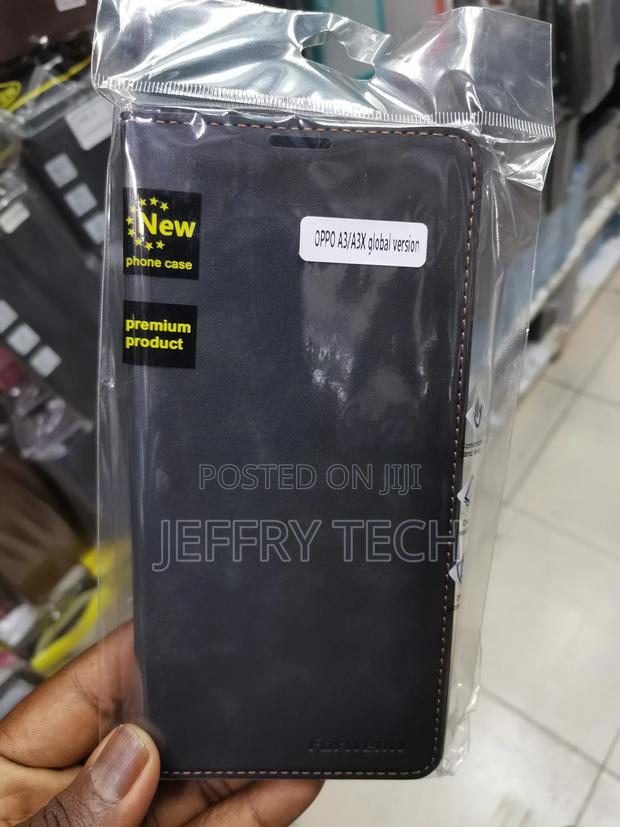 Leather Flip Cover for Oppo A3x / Oppo A3 Cover Case-Black