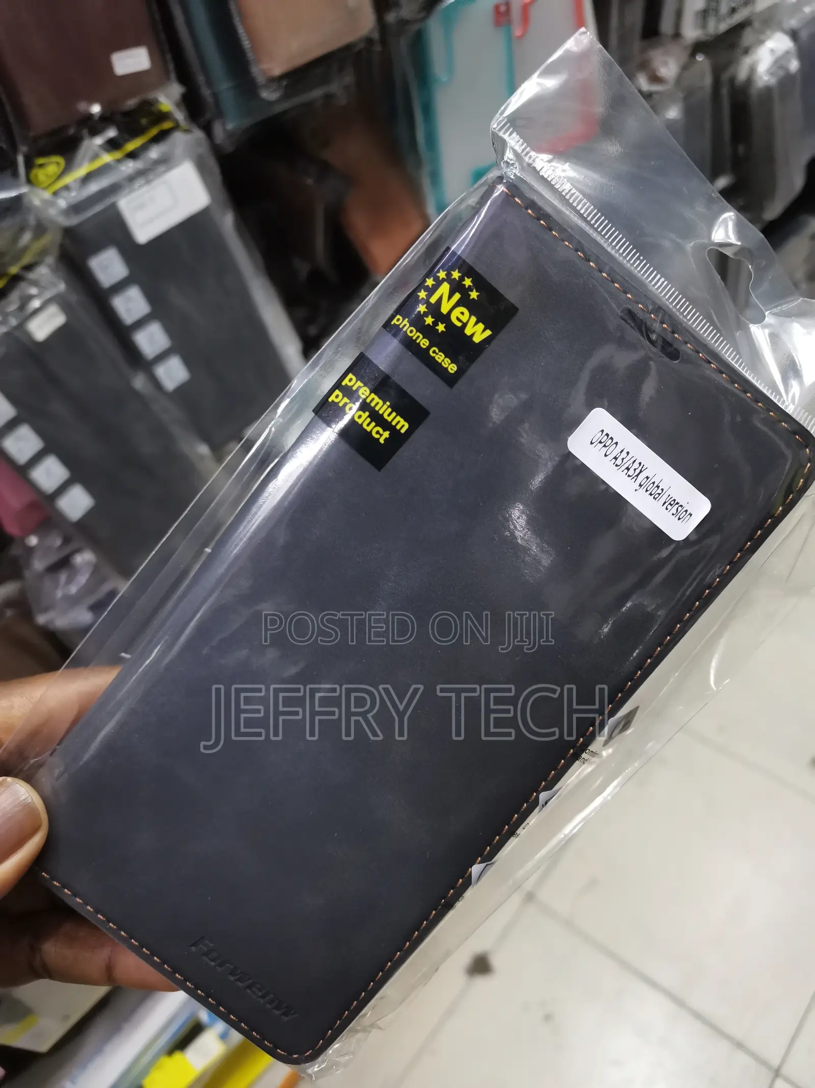 Leather Flip Cover for Oppo A3x / Oppo A3 Cover Case-Black