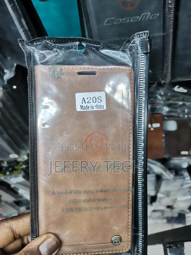 Caseme Samsung Galaxy A20S Leather Wallet Case-Brown - main view