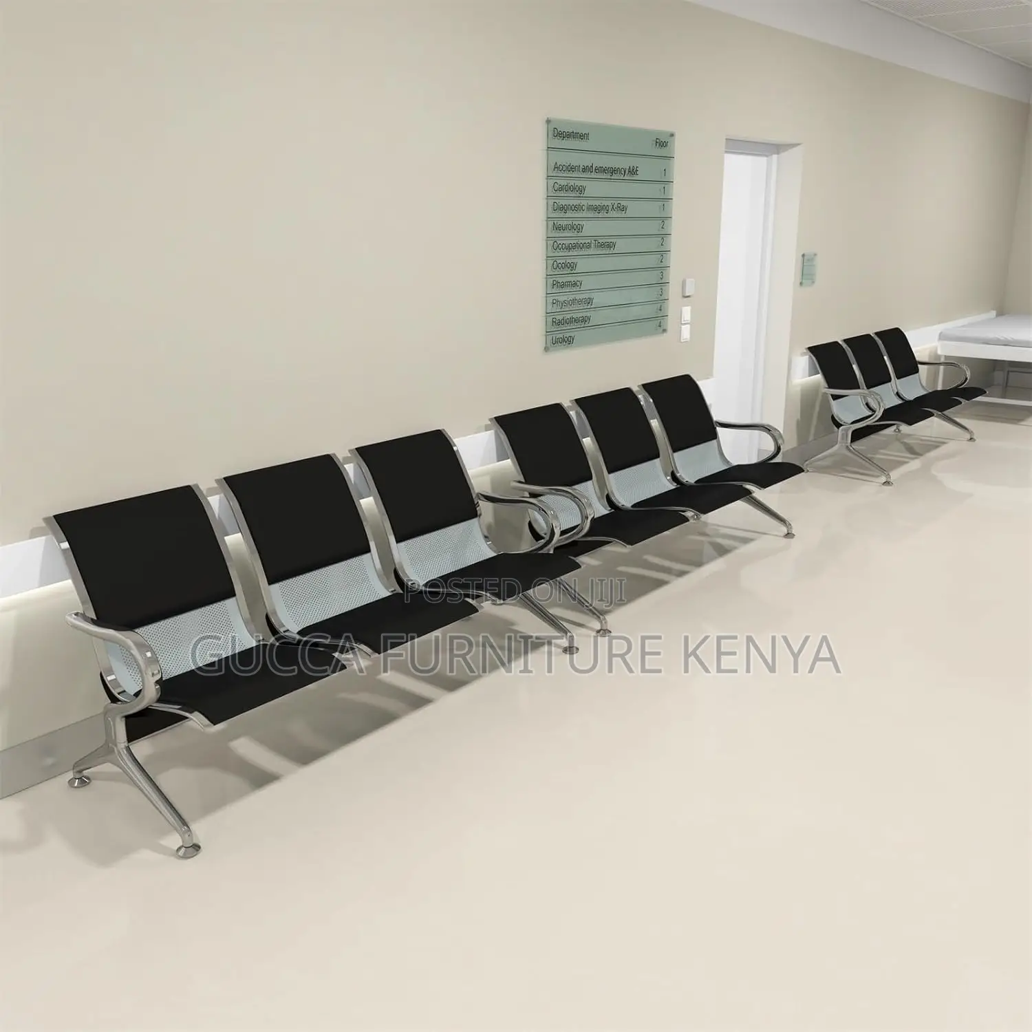 Benches: 3-Seater Semi Padded Airport Waiting Bench