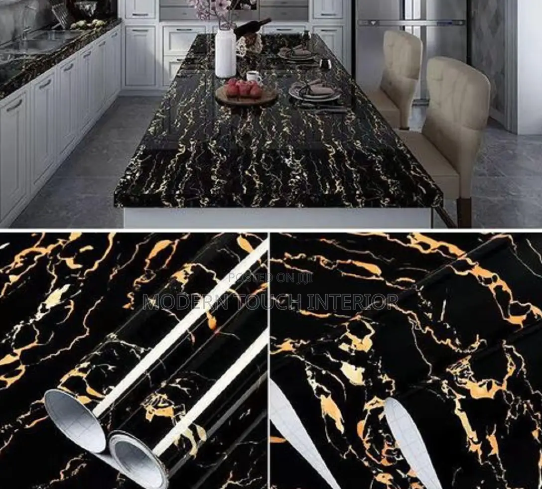 Balck and Gold Marble Contact Wallpaper
