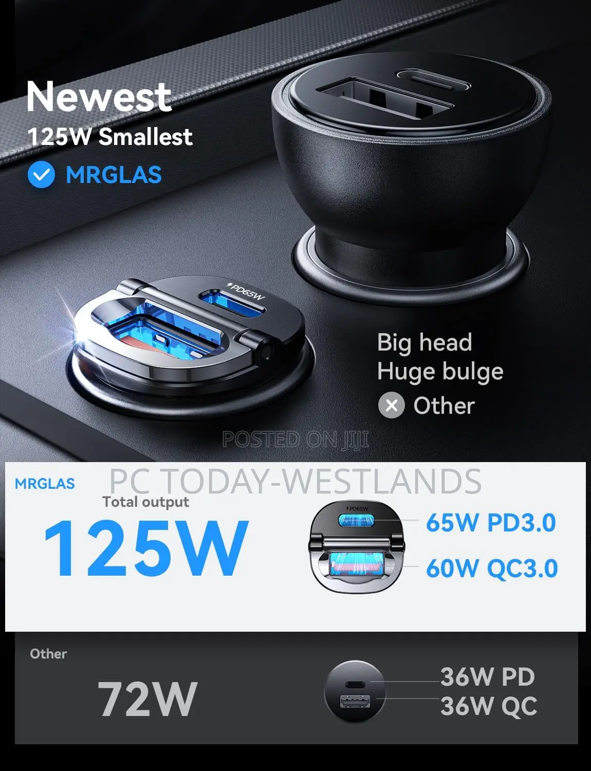 125w Usb C Car Charger Super Fast Charging for iPhone 16,