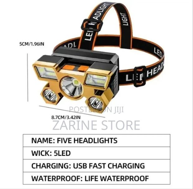 Bright 5 Bulb Rechargeable Headlamp - main view