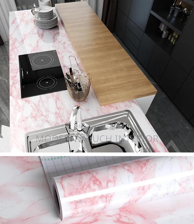 Pink Marble Adhesive Contact Paper