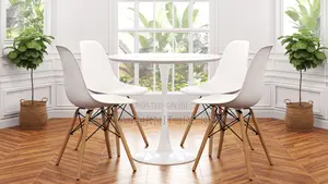 Office Tables:4-Seater Simple Tulip Round Dining Table