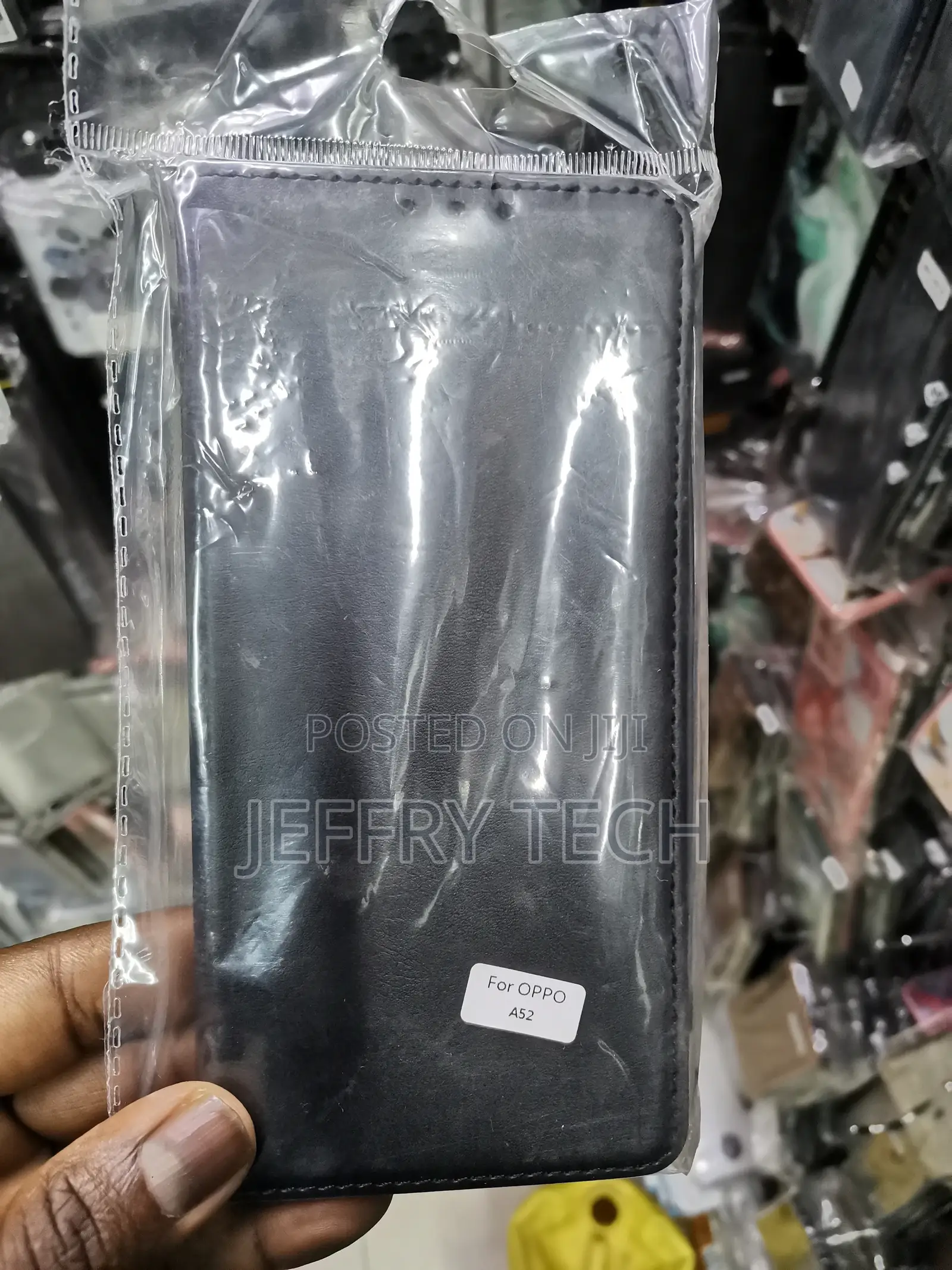 Oppo A52 Flip Case | Leather | With Card Pockects-Black