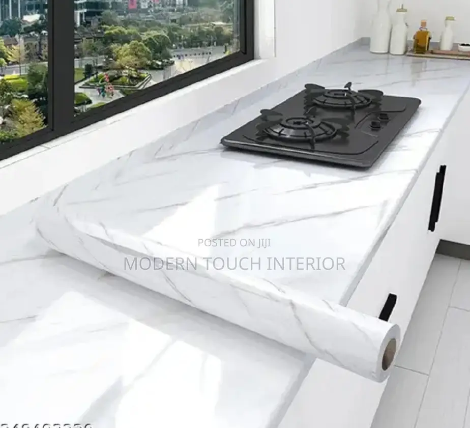 Glossy White Marble Peel and Stick Wallpaper