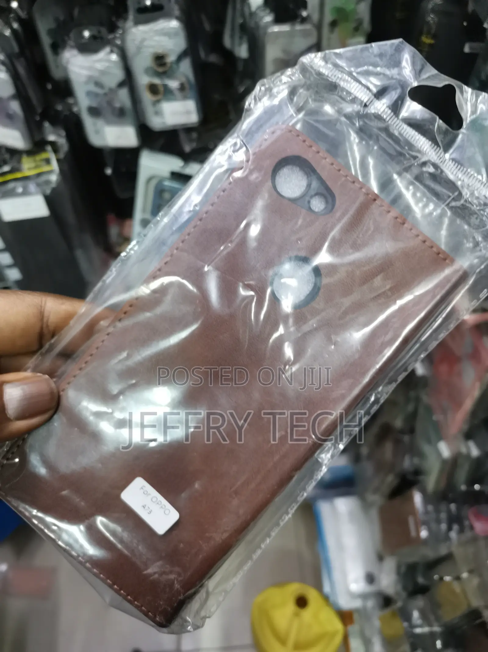 Leather Flip Case for OPPO A73 With Card Wallets -Brown