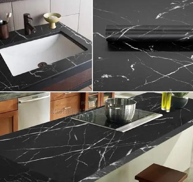 Waterproof Black Marble Contact Paper