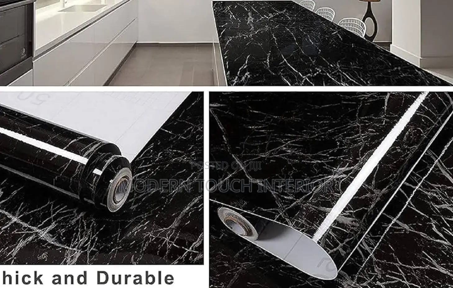 Modern Black Marble Contact Wallpaper