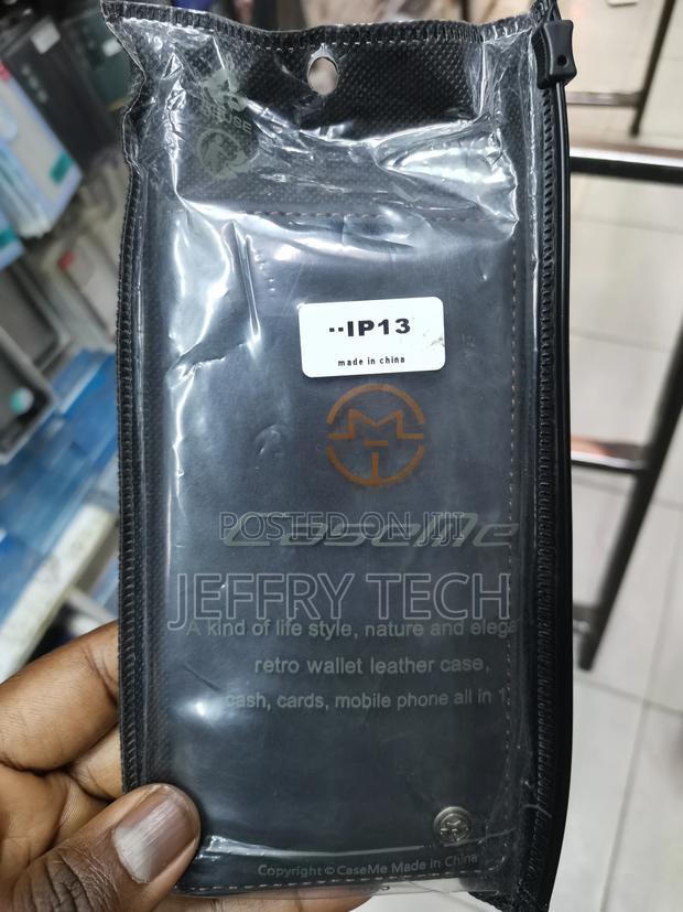 Leather Wallet Flip Case for iPhone 13 -Black - main view