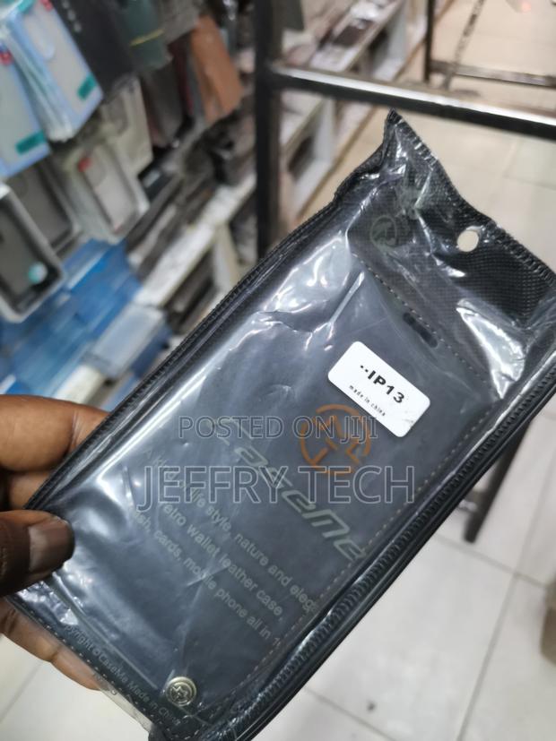 Leather Wallet Flip Case for iPhone 13 -Black - thumbnail 2