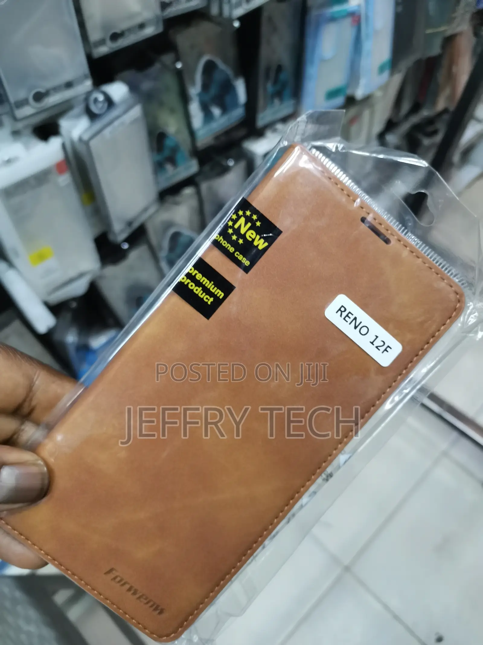 Flip Case for OPPO Reno 12F Cover Wallet Card Slot-Brown