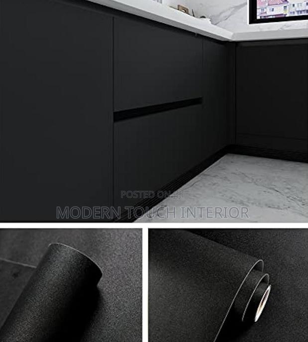 Peel and Stick Plain Black Contact Paper