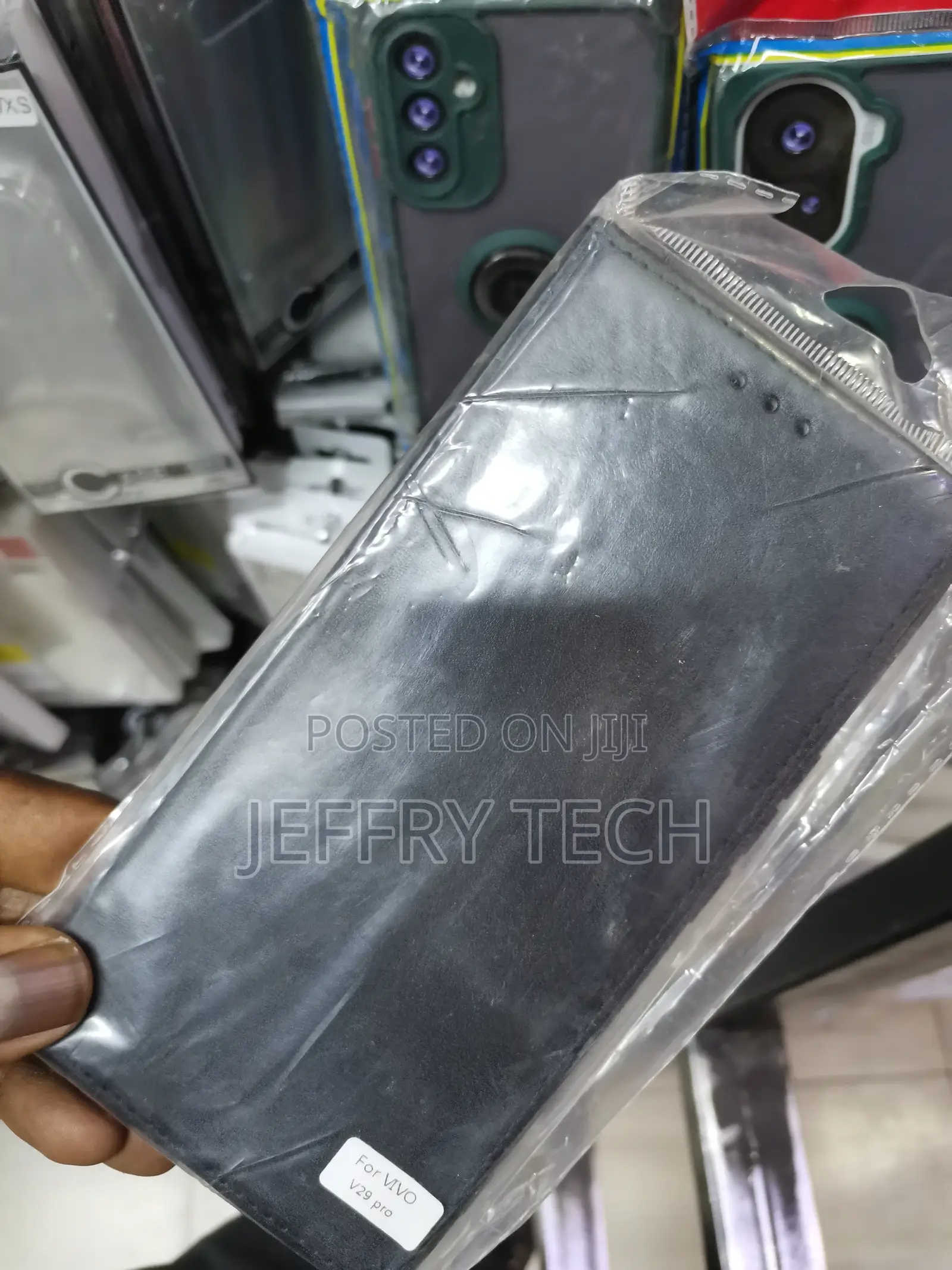Leather Flip Wallet Style Pockets Case for Vivo V29 -Black