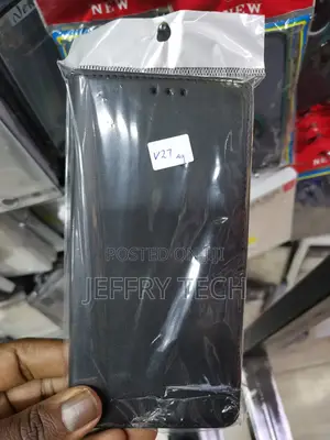 Leather Wallet Flip Cover Case for Vivo V27 -Black