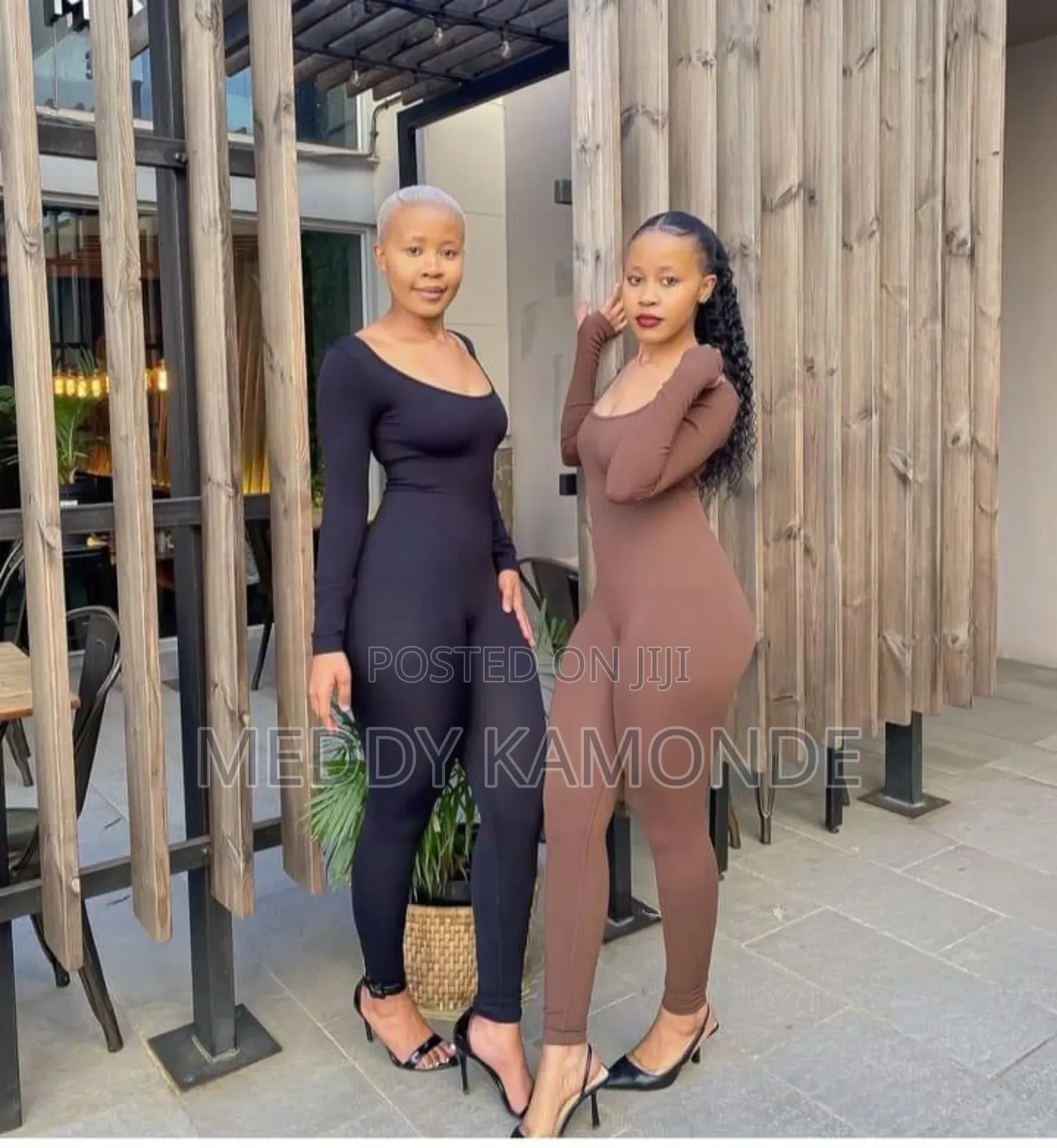 Black and Brown Body Hagging Jumpsuit