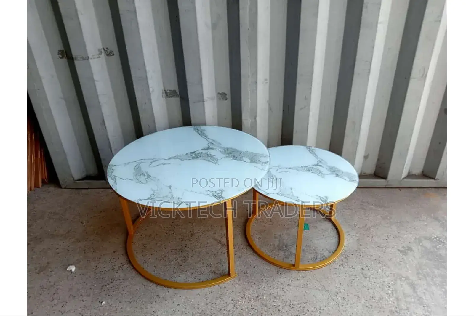 Marble Nesting Coffee Table (Glass Effect)-White