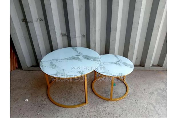 Marble Nesting Coffee Table (Glass Effect)-White
