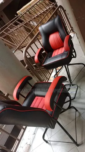 Red and Black Simple Barbershop Seat