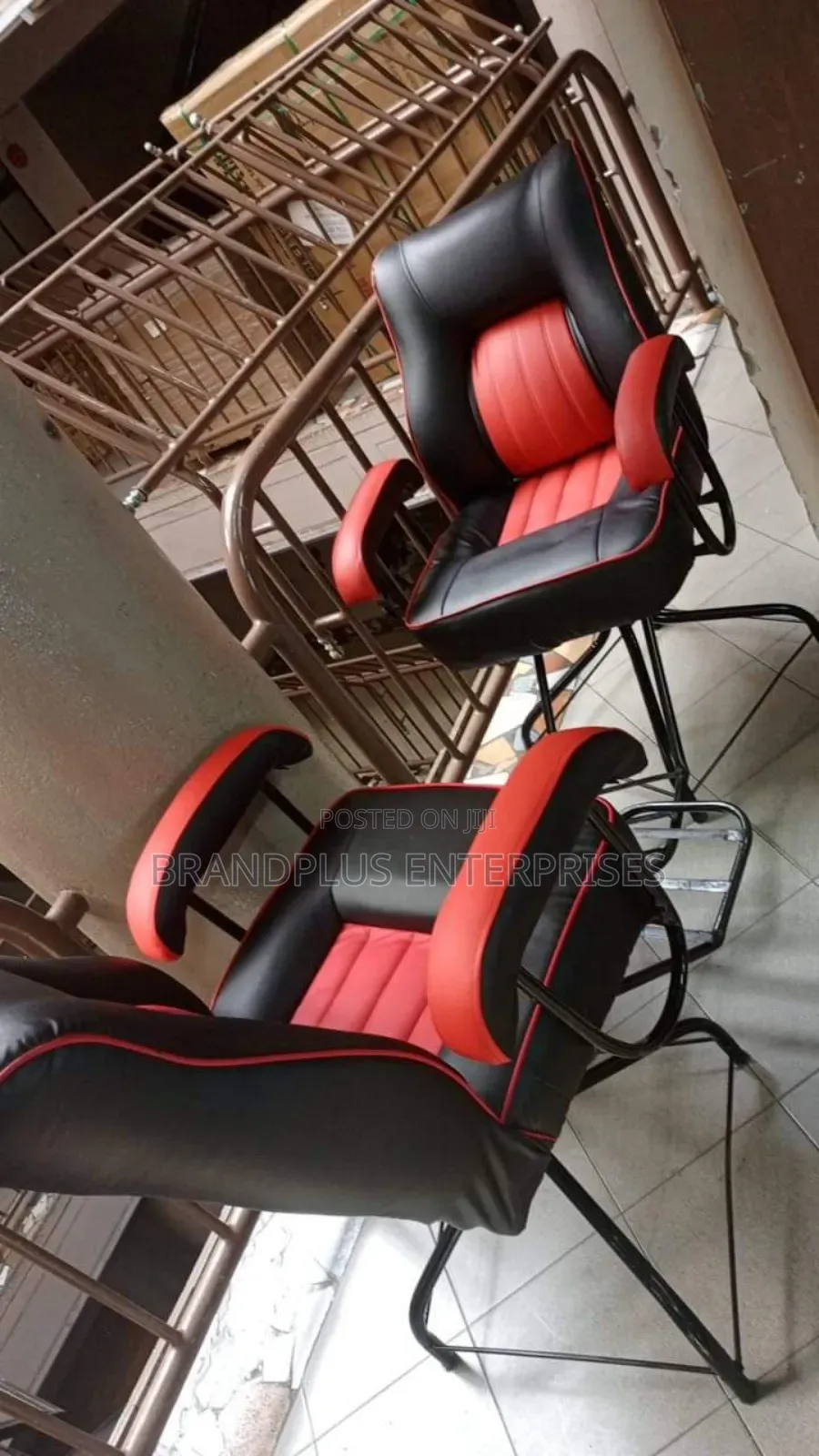 Red and Black Simple Barbershop Seat