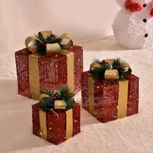 3pcs Set Lighted Gift Box* (Red/Gold )