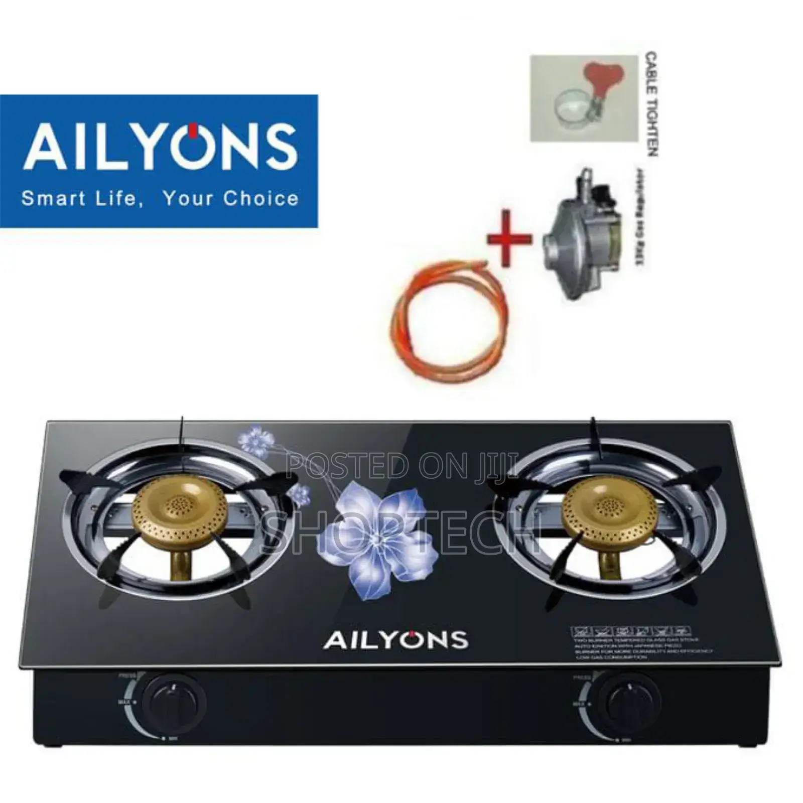 Ailyons 2 Burner Glass Top Cooker Auto Ignition