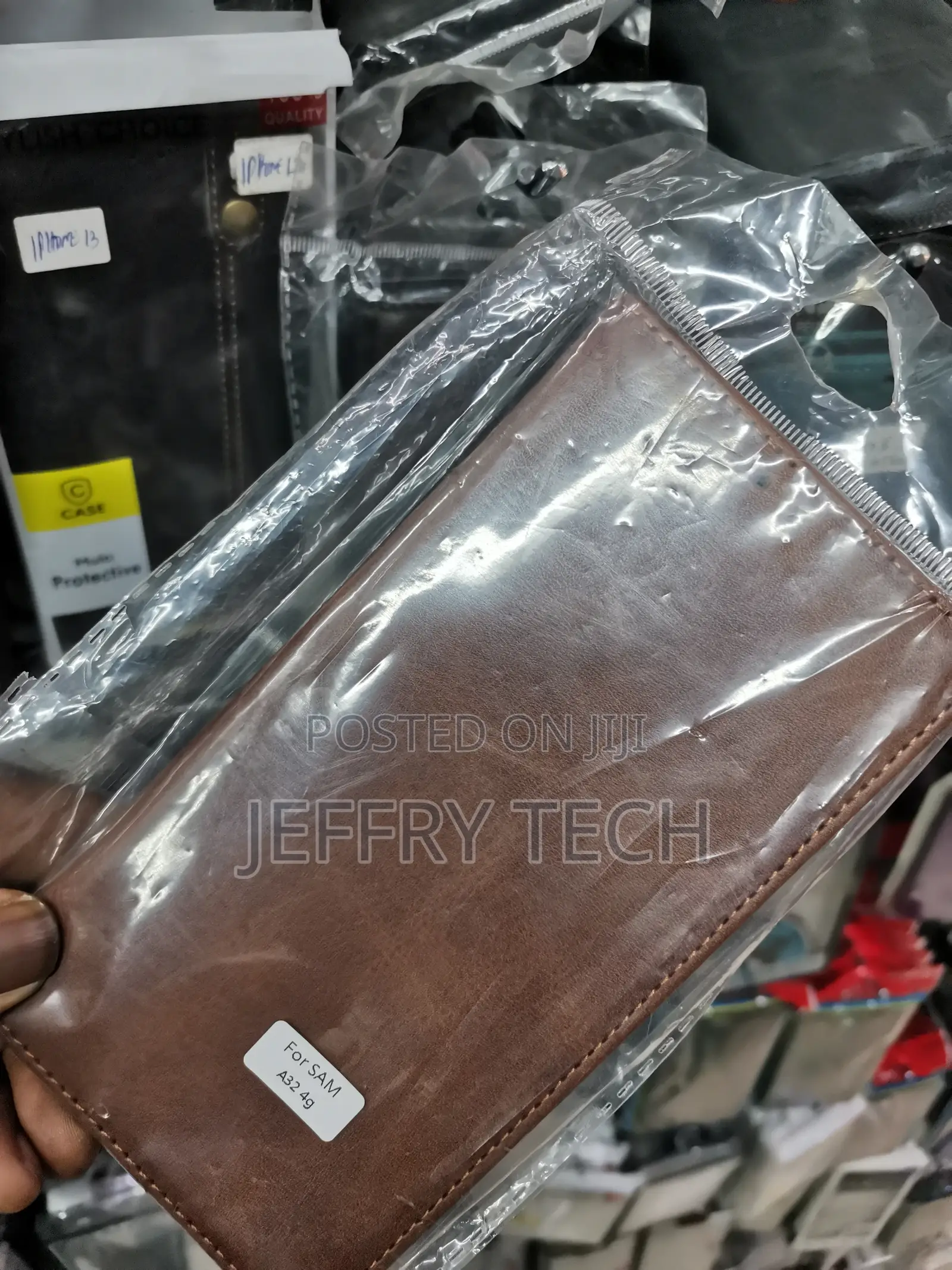 Protective Flip Leather Cover for Samsung A32 4g-Brown