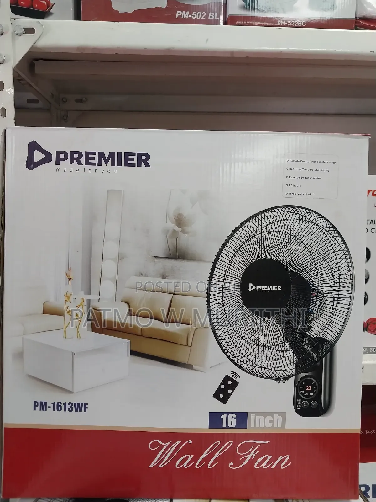Fan, Premier Wall Fan With Remote 16"