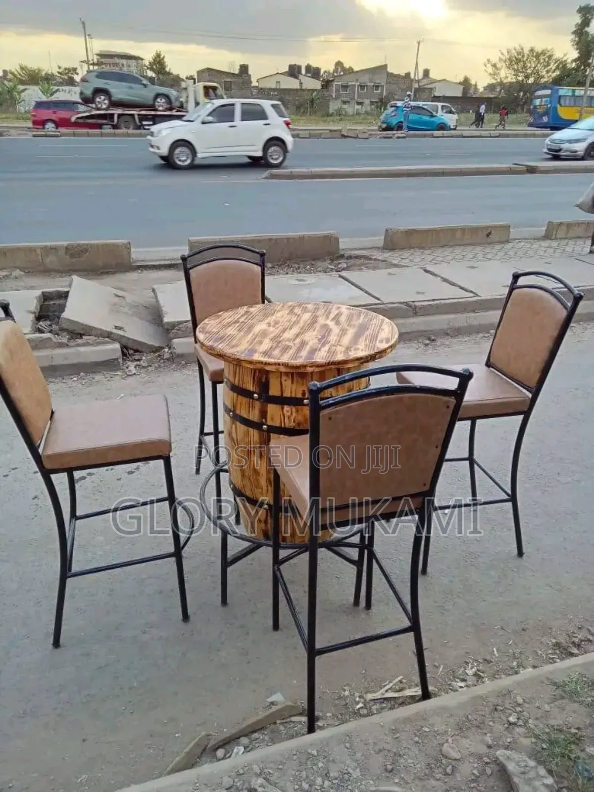 Brown Restaurants High Bars Chairs and Table Barrel