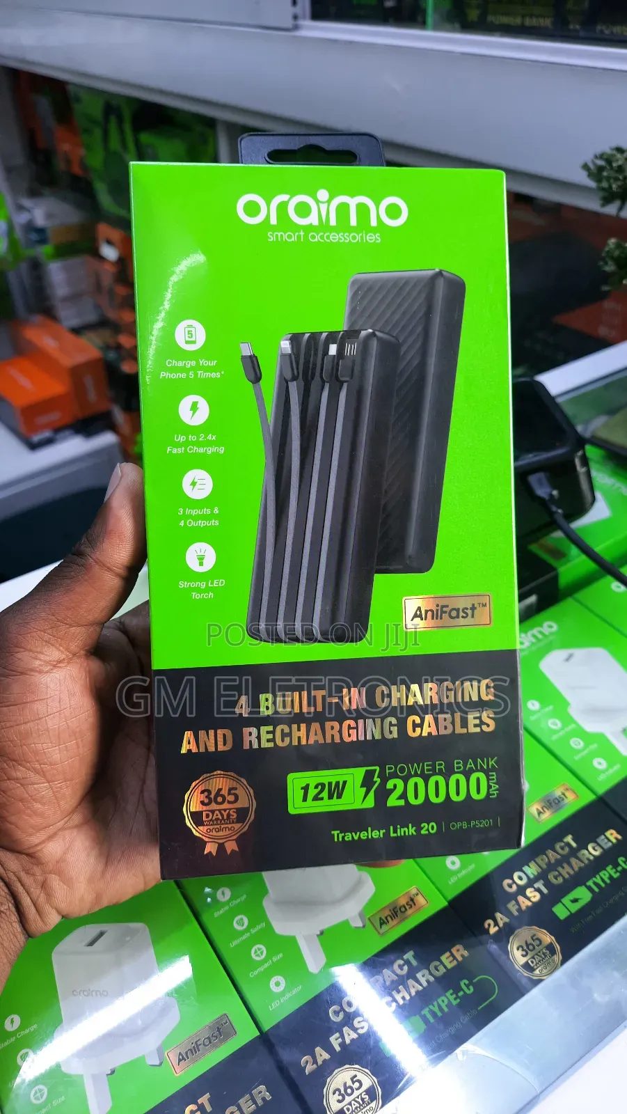 20000mah Powerbank With Attached Cables.[12w]