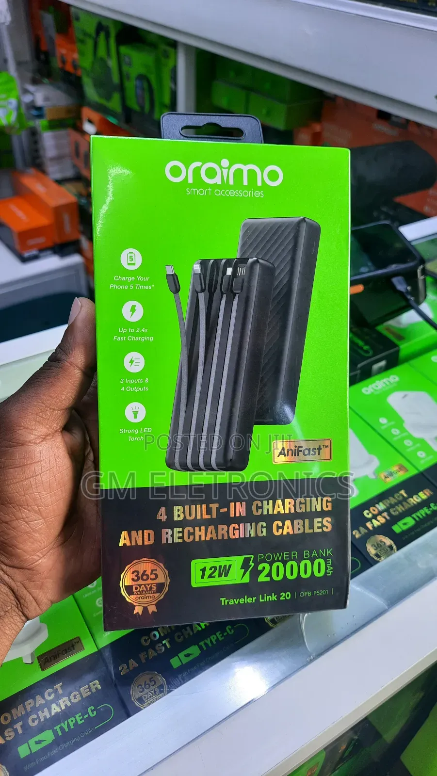 20000mah Powerbank With Attached Cables.[12w]