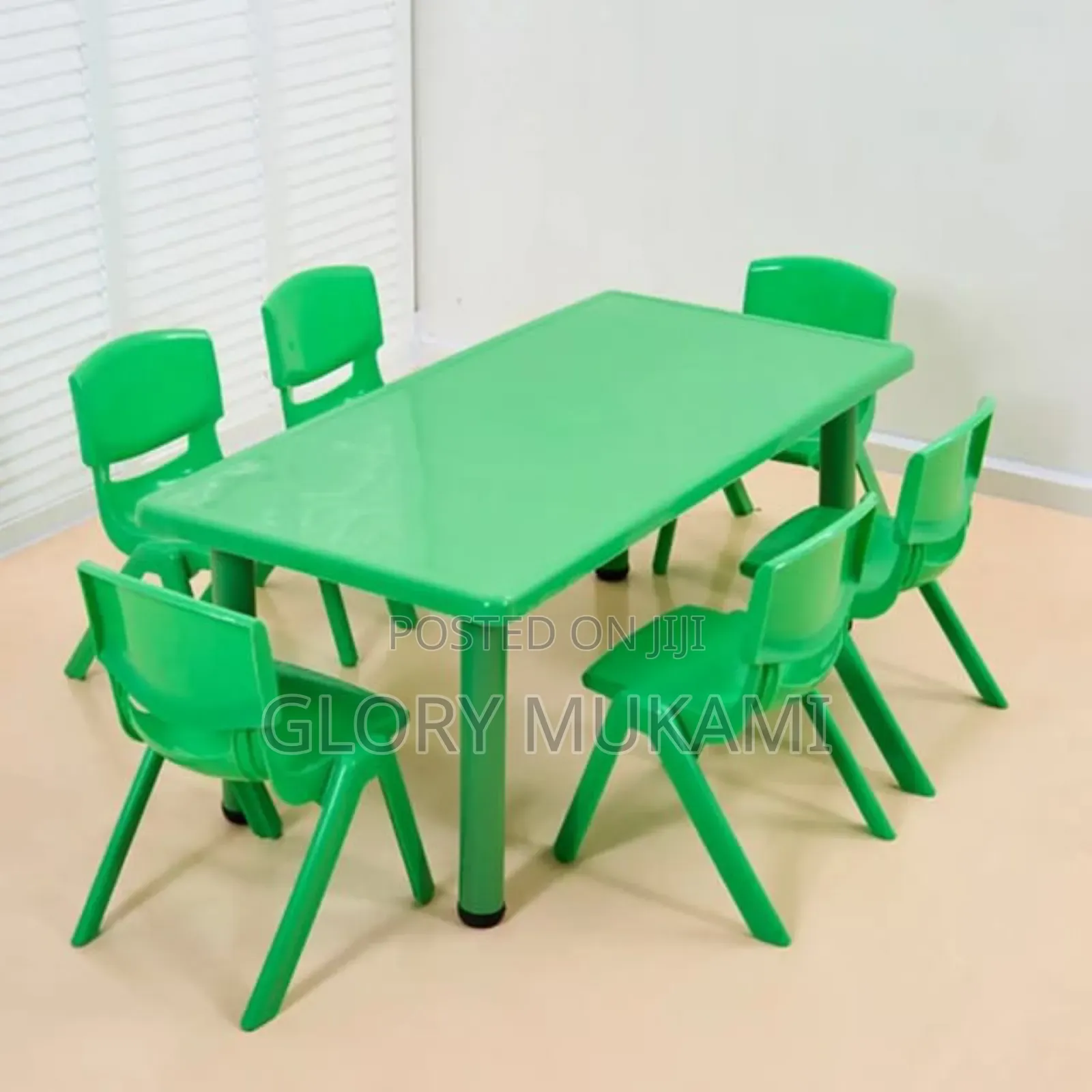 Green Set Kkindergarten Chairs and Tables