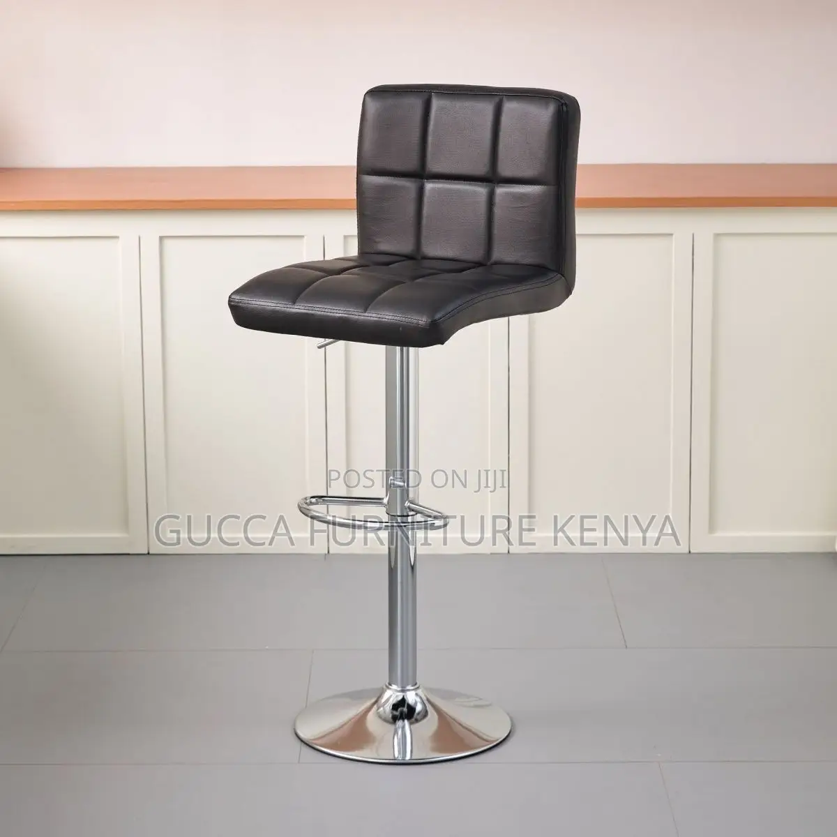 Home Chairs:Simple Midnight Black Height Adjustable Barstool