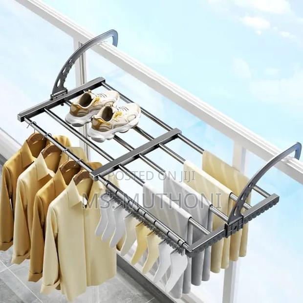 Foldable Clothes Drying Rack Stainless Steel for Balcony - thumbnail 2
