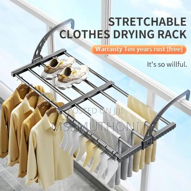 Foldable Clothes Drying Rack Stainless Steel for Balcony - main view